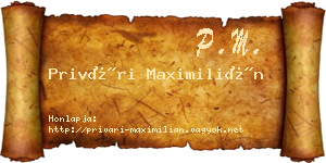 Privári Maximilián névjegykártya